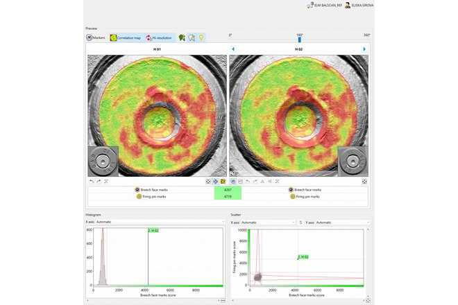 Comparison preview with similarity map (top). Statistical data about the hit list of candidates (bottom). image