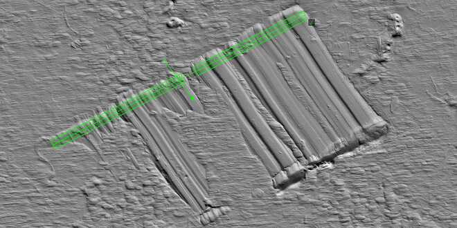 Marked striation. image